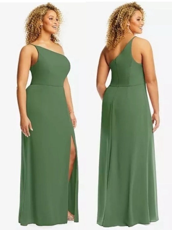Nwt After Six Dessy Group One Shoulder Trumpet Gown Dress Sheer Crepe 24w 1544